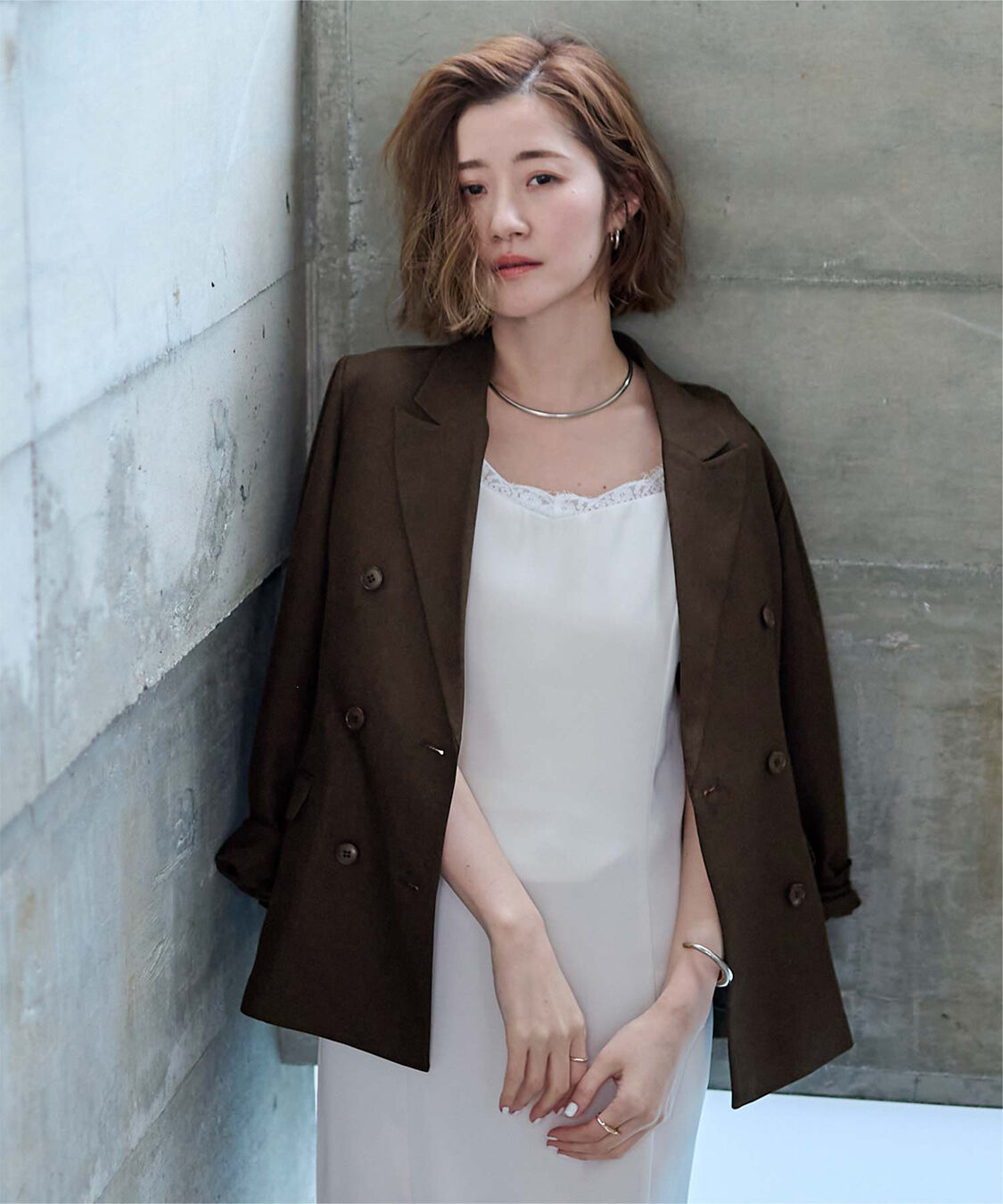 ur's「リネンライクダブルブレストジャケット」|テーラードジャケット|ダークブラウン