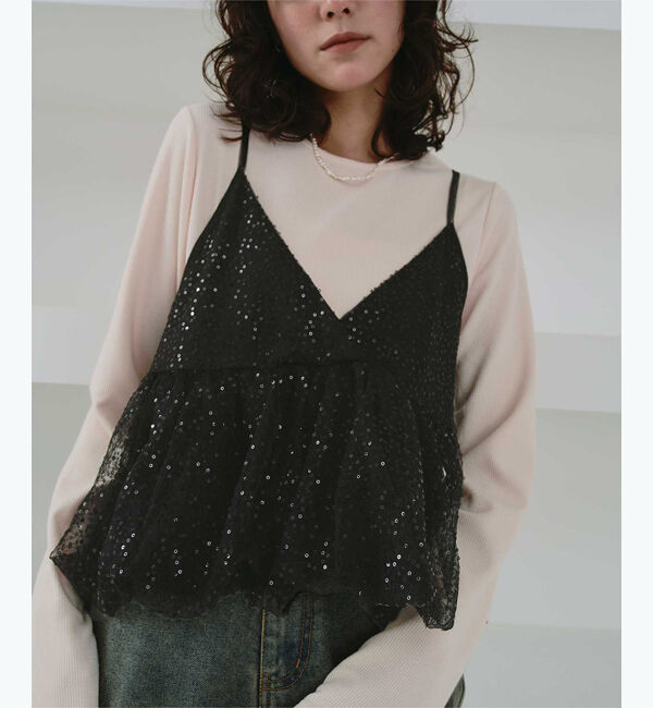 titivate「ヘムバルーンスパンコールキャミソールビスチェ」|キャミソール|