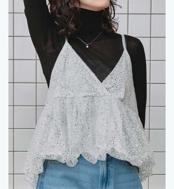 titivate「ヘムバルーンスパンコールキャミソールビスチェ」|キャミソール|