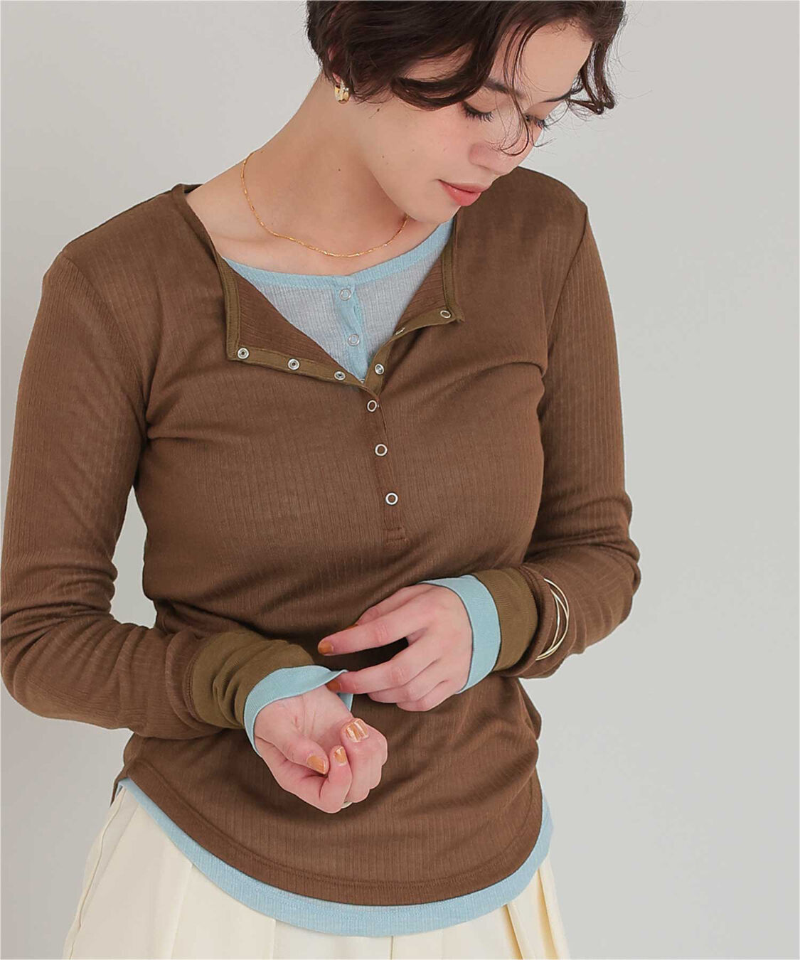 titivate「シアーテレコヘンリーネックトップス」|Tシャツ・カットソー|