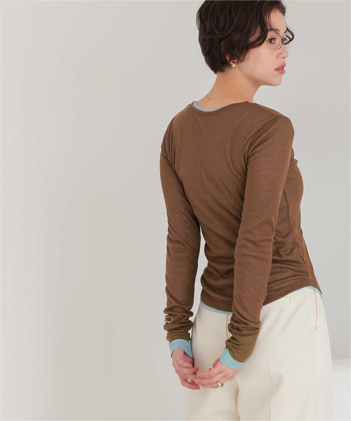 titivate「シアーテレコヘンリーネックトップス」|Tシャツ・カットソー|