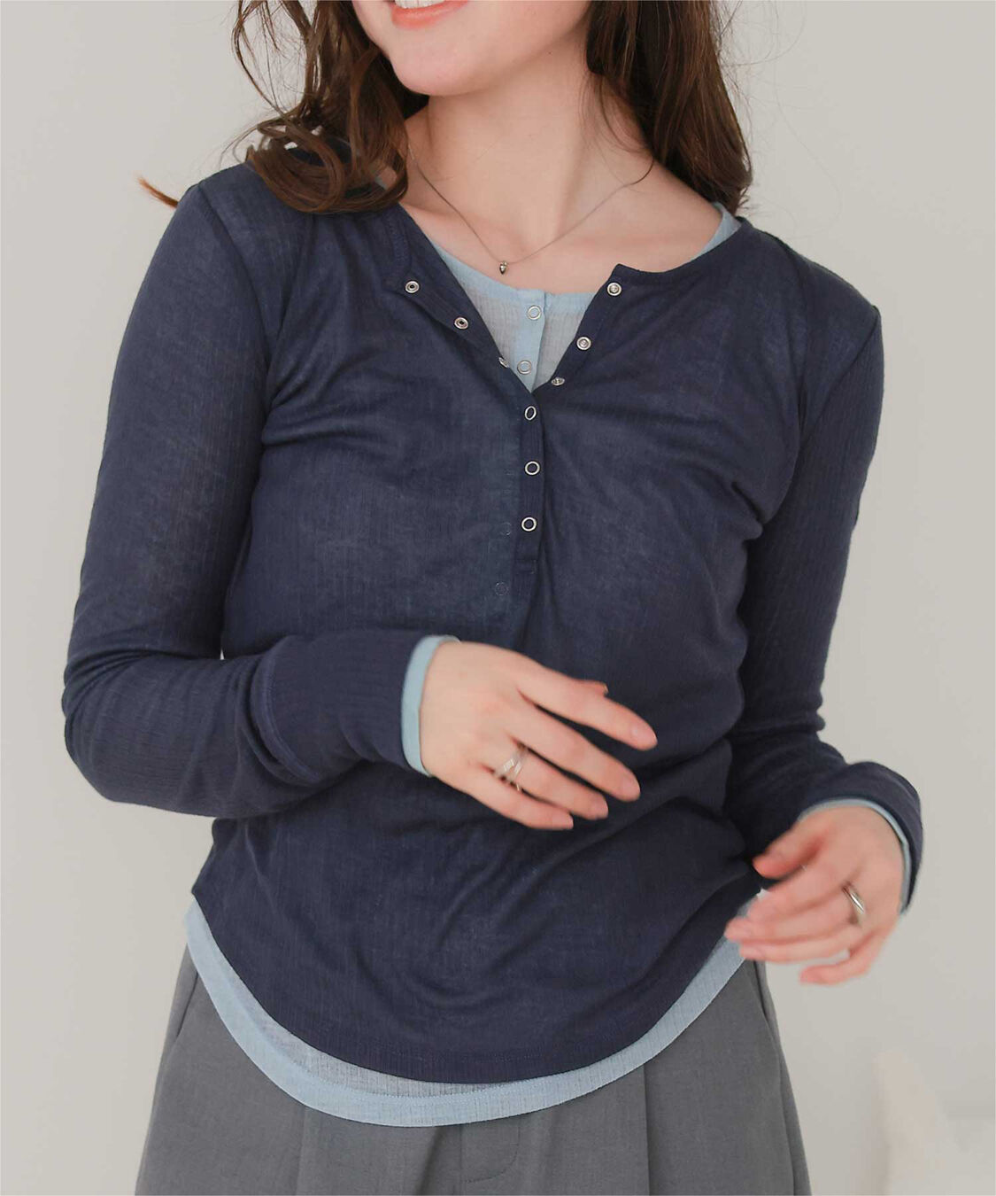 titivate「シアーテレコヘンリーネックトップス」|Tシャツ・カットソー|