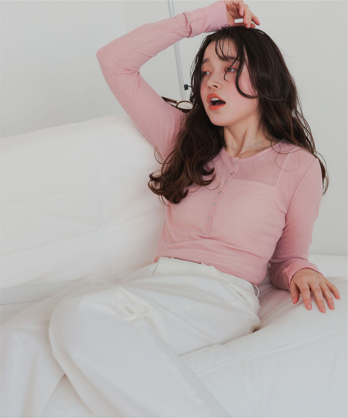 titivate「シアーテレコヘンリーネックトップス」|Tシャツ・カットソー|