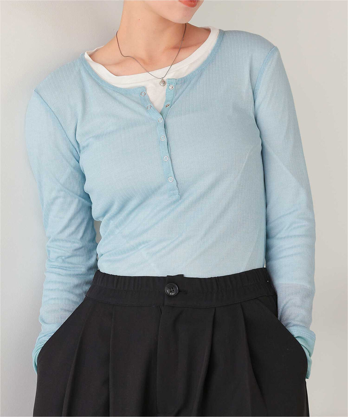 titivate「シアーテレコヘンリーネックトップス」|Tシャツ・カットソー|