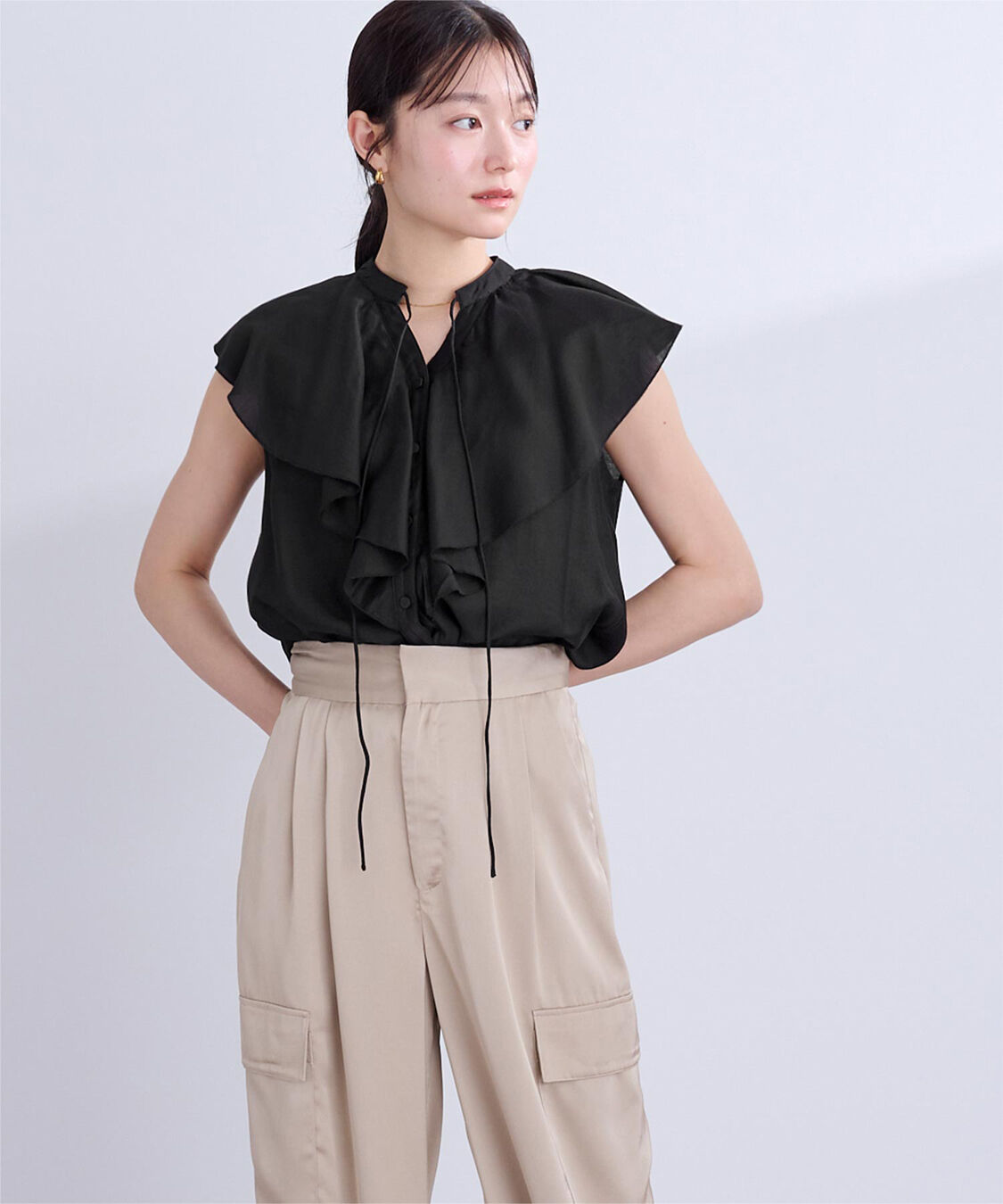 ur's「ラッフルデザインフレンチスリーブブラウス」|シャツ・ブラウス|