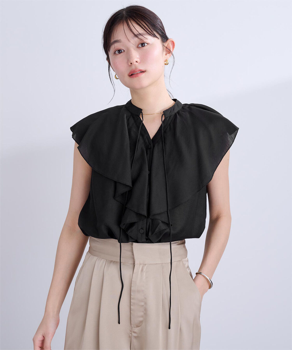 ur's「ラッフルデザインフレンチスリーブブラウス」|シャツ・ブラウス|