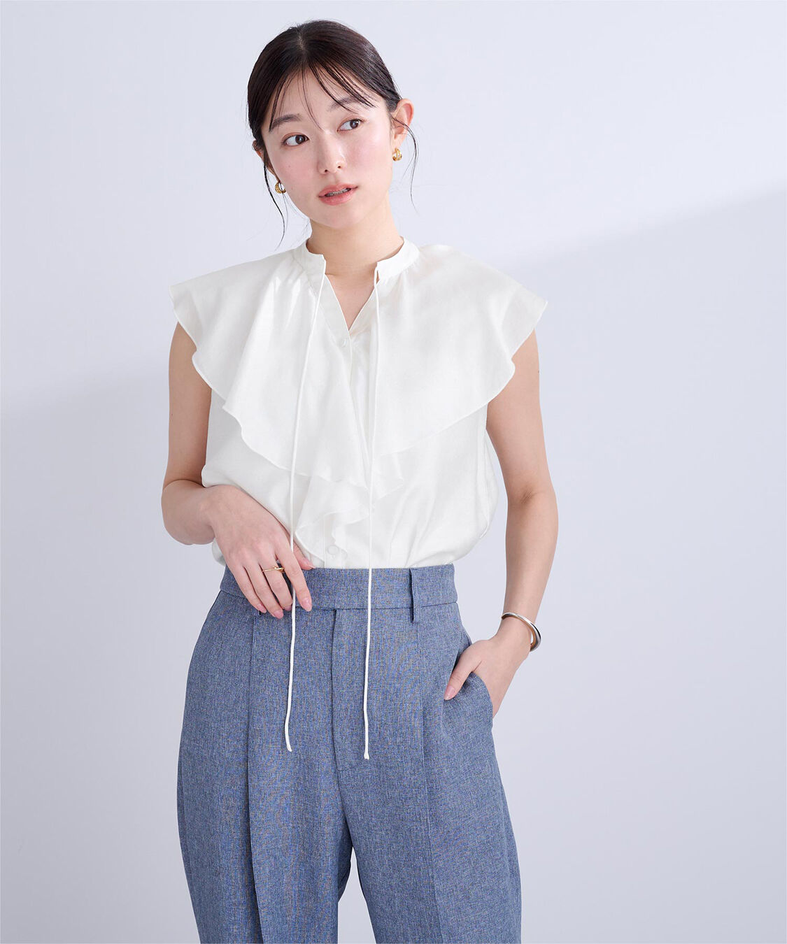 ur's「ラッフルデザインフレンチスリーブブラウス」|シャツ・ブラウス|
