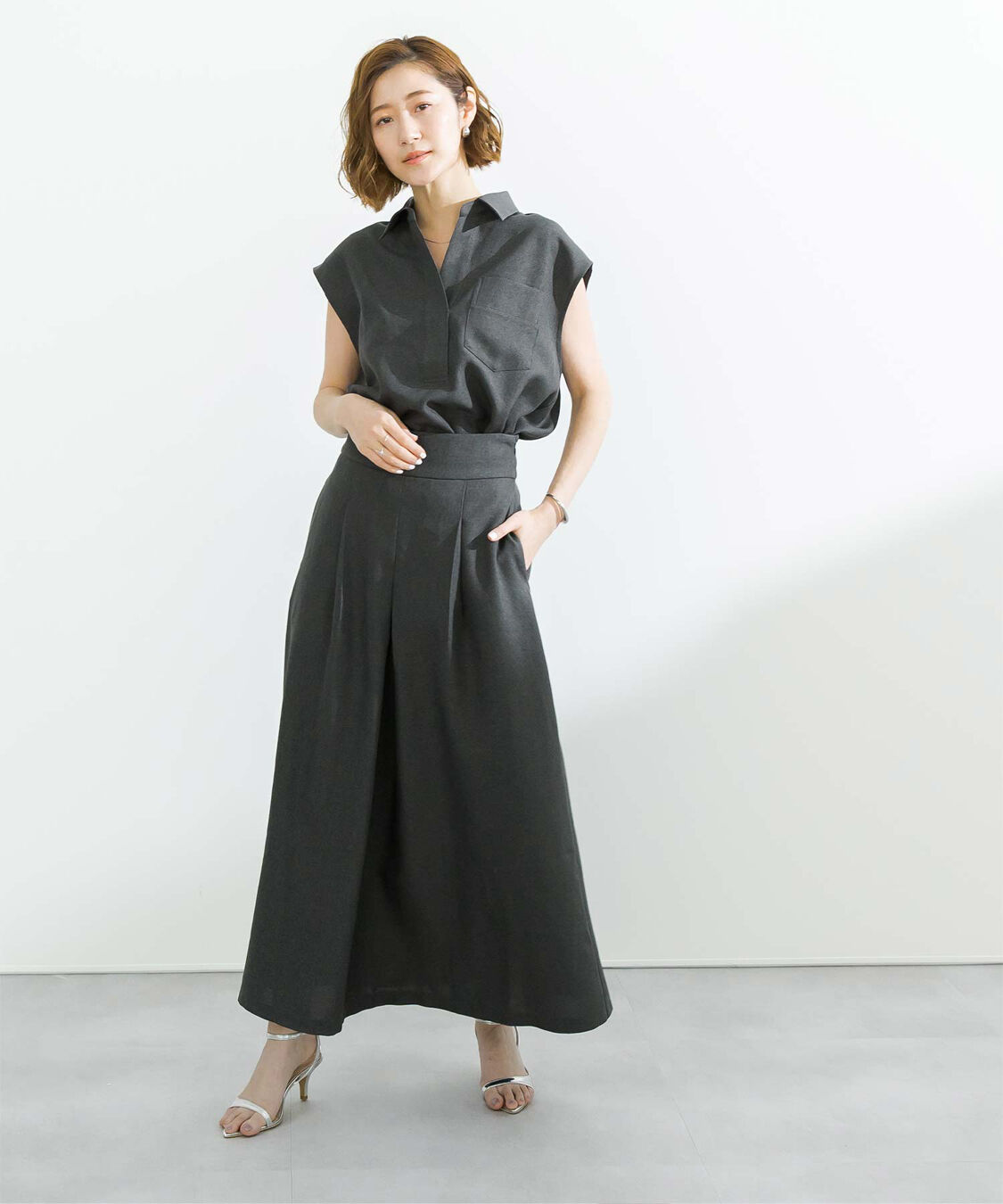 ur's「リネンライクフレンチスリーブスキッパーブラウス」|シャツ・ブラウス|