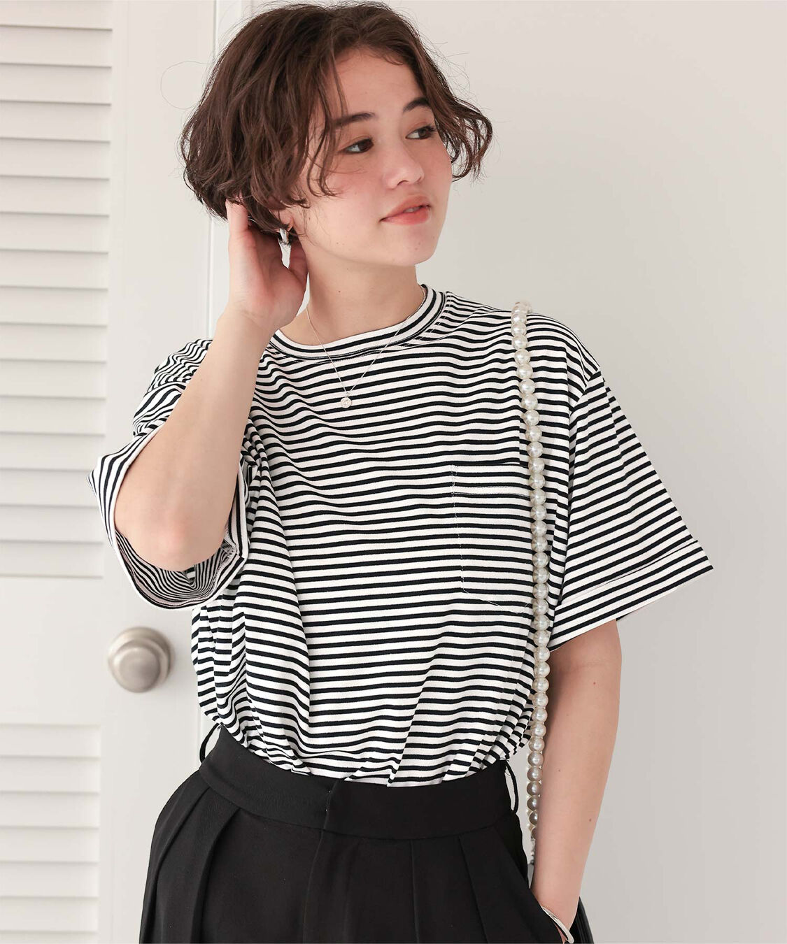 titivate「汗染み防止ポケットTシャツ」|Tシャツ・カットソー|ボーダー