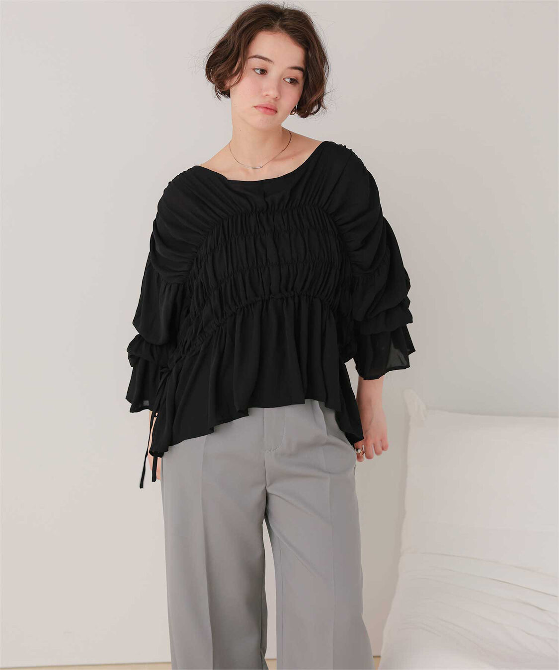 titivate「ｼｬｰﾘﾝｸﾞｷﾞｬｻﾞｰﾎﾞﾘｭｰﾑﾌﾞﾗｳｽ」|シャツ・ブラウス|