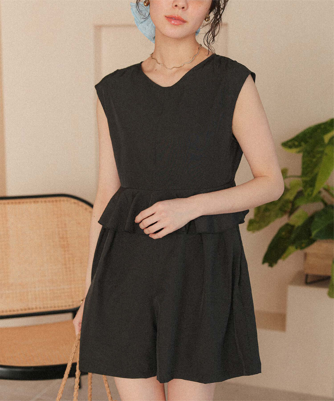 titivate「ペプラムフレアデザインオールインワン/ワンピース水着」|コンビネゾン|