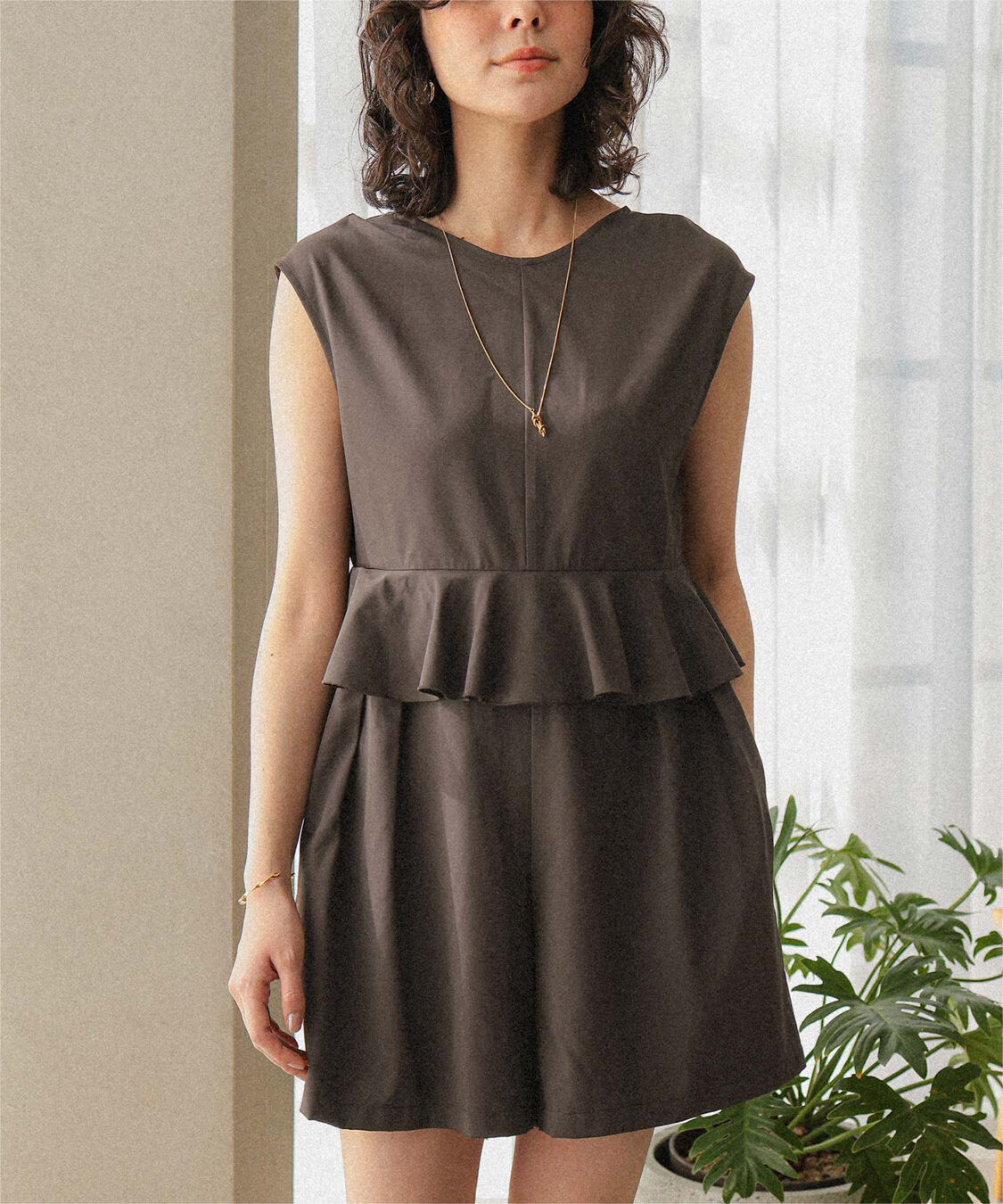 titivate「ペプラムフレアデザインオールインワン/ワンピース水着」|コンビネゾン|