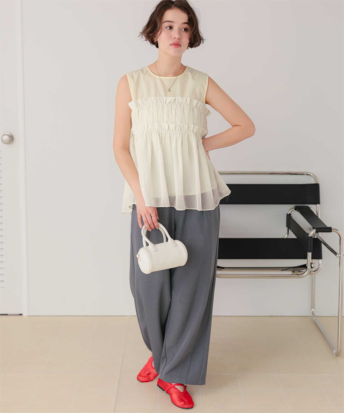 titivate「シフォンフリルドッキングトップス」|Tシャツ・カットソー|