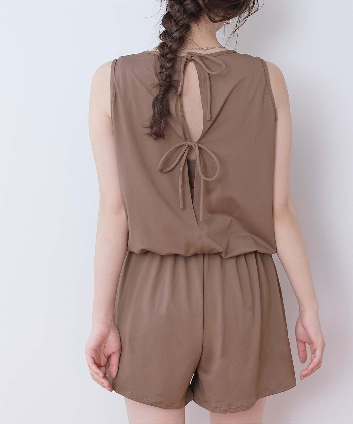 SEA DRESS「ﾊﾞｯｸﾘﾎﾞﾝﾉｰｽﾘｰﾌﾞｵｰﾙｲﾝﾜﾝ/水着」|コンビネゾン|