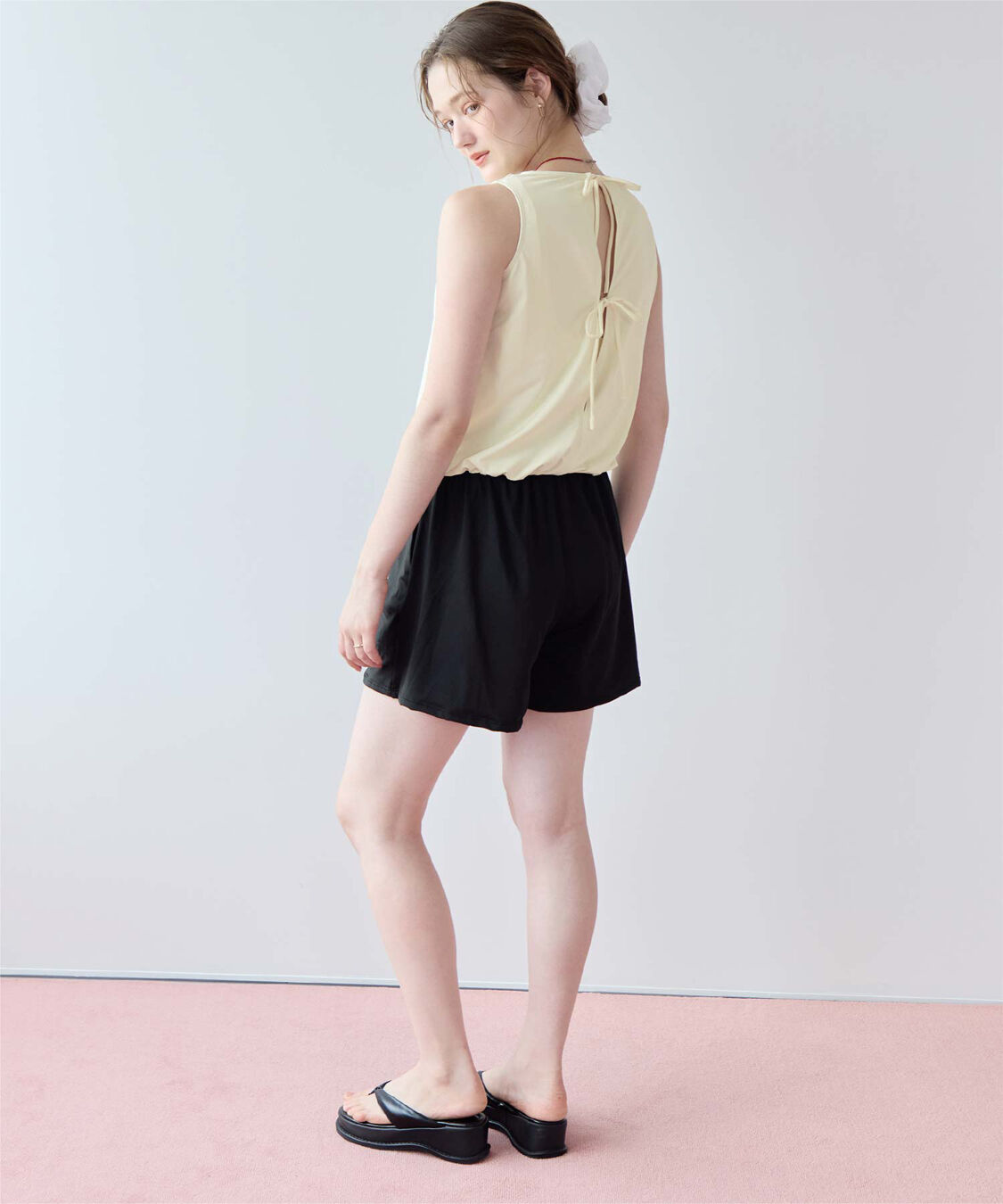 SEA DRESS「ﾊﾞｯｸﾘﾎﾞﾝﾉｰｽﾘｰﾌﾞｵｰﾙｲﾝﾜﾝ/水着」|コンビネゾン|