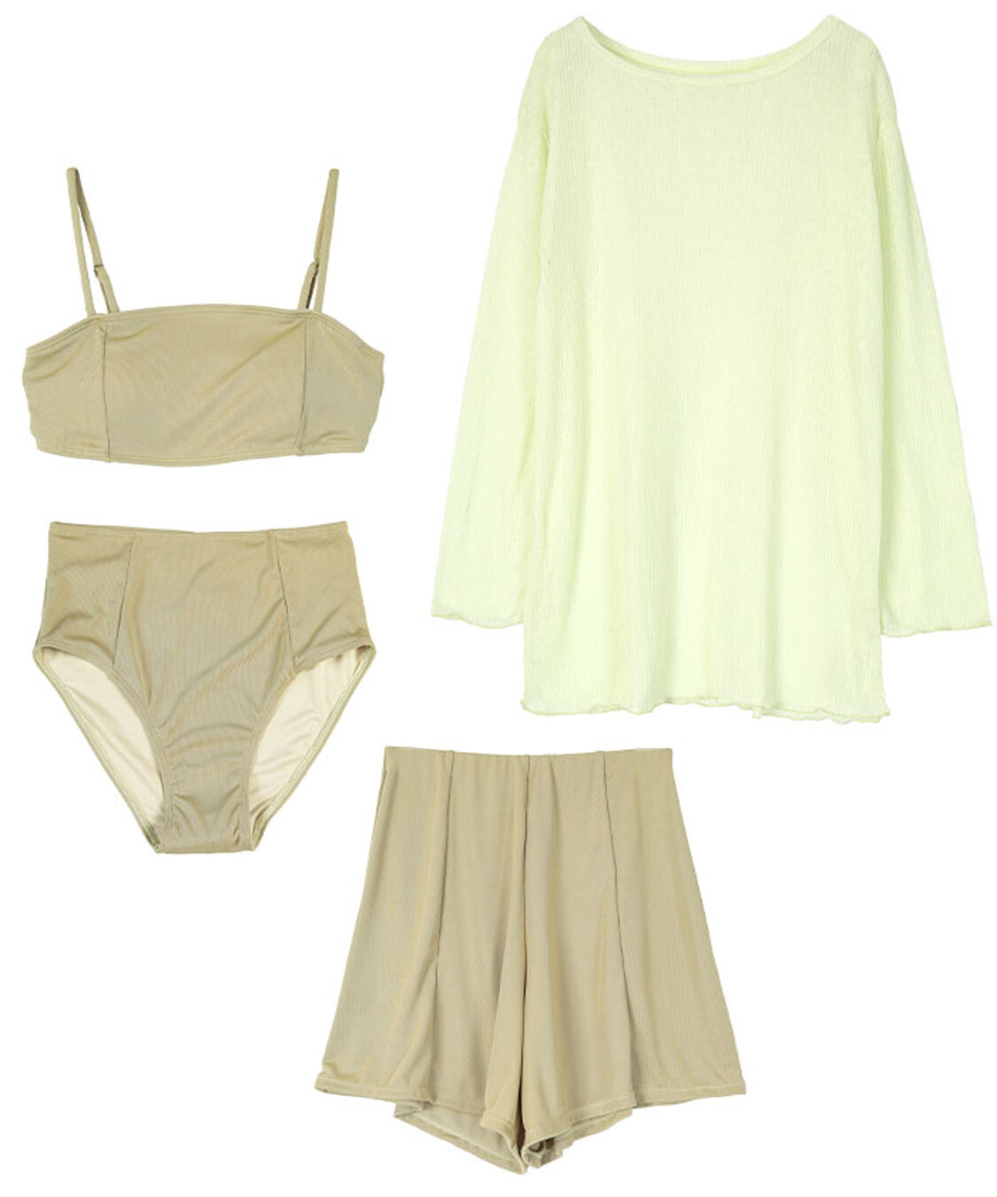 SEA DRESS「4点セット/リラックストップス&ショートパンツ付ビキニ/水着」|ビキニ|