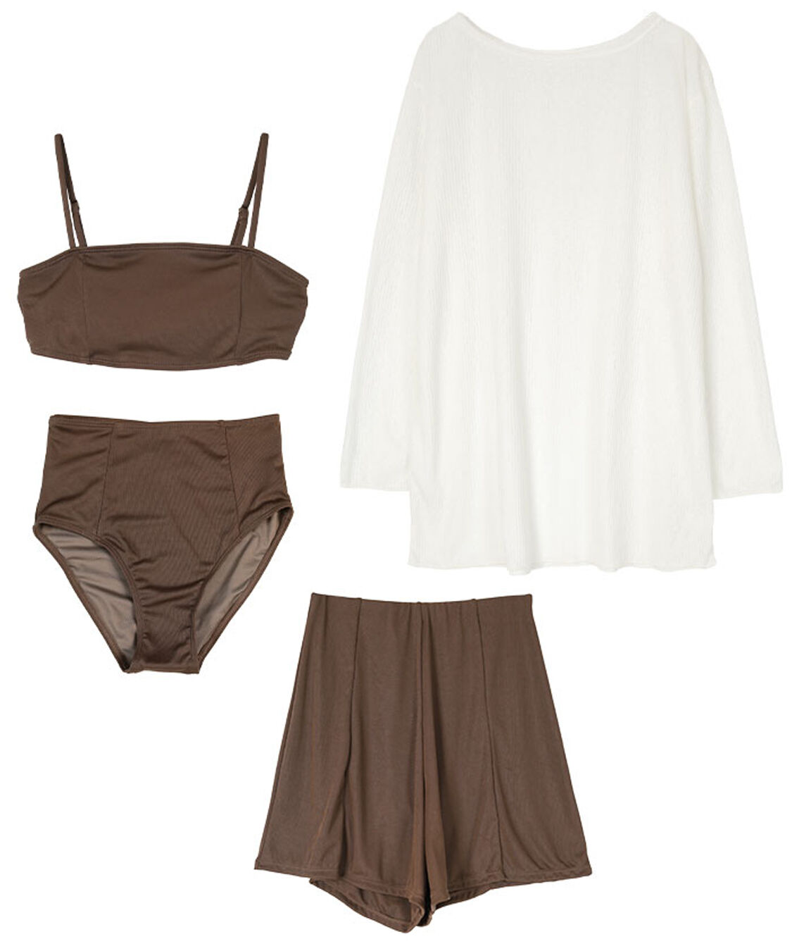 SEA DRESS「4点セット/リラックストップス&ショートパンツ付ビキニ/水着」|ビキニ|