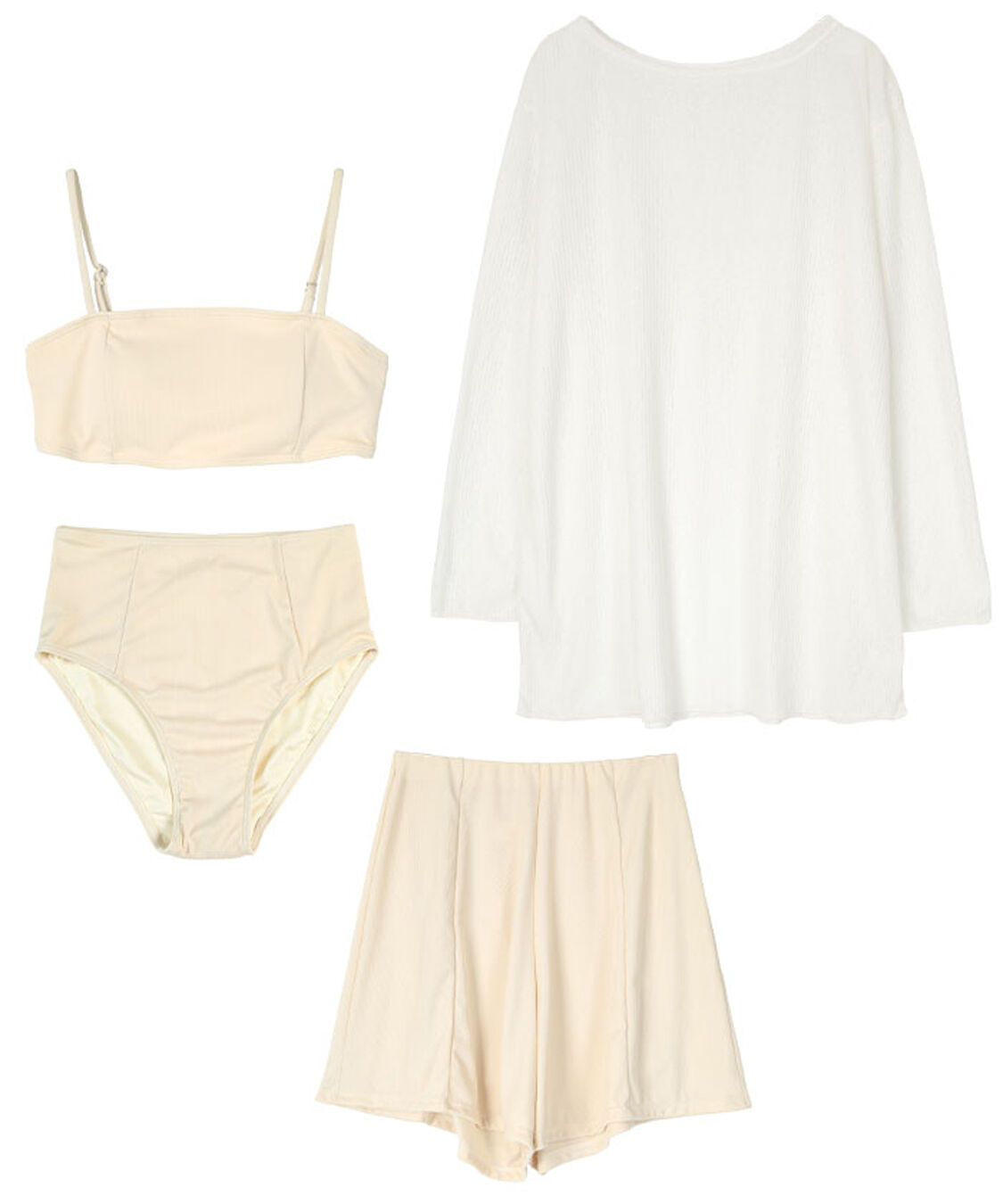 SEA DRESS「4点セット/リラックストップス&ショートパンツ付ビキニ/水着」|ビキニ|