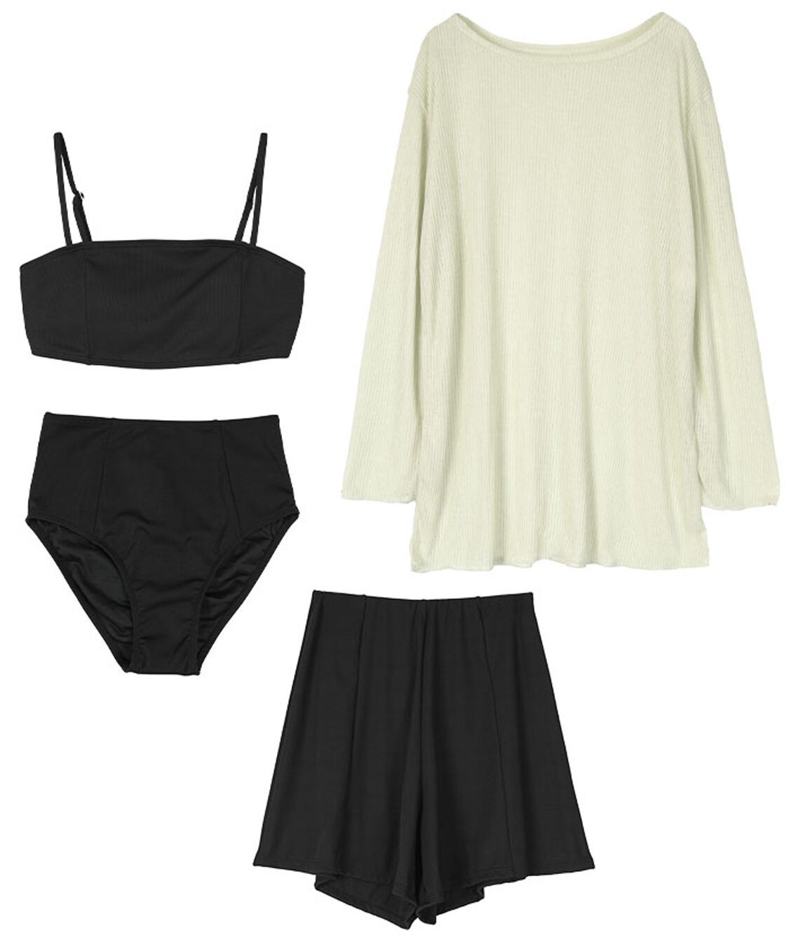 SEA DRESS「4点セット/リラックストップス&ショートパンツ付ビキニ/水着」|ビキニ|