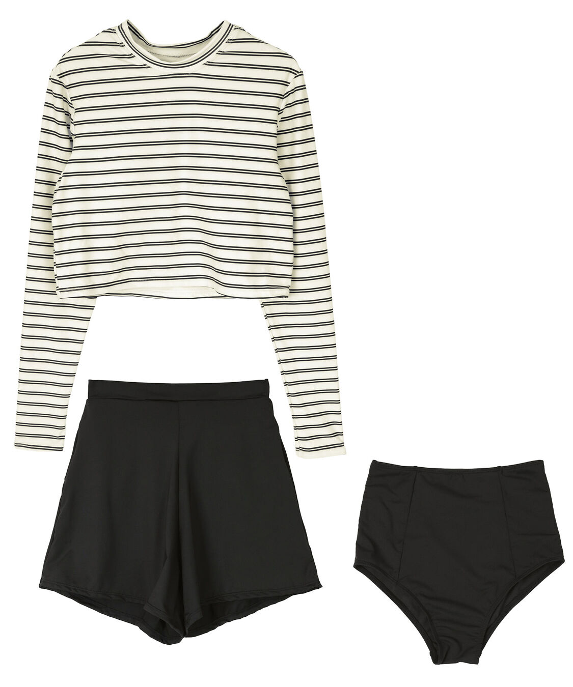 SEA DRESS「3点セット/ショートパンツ&times;カップ付長袖ビキニ/水着」|ビキニ|