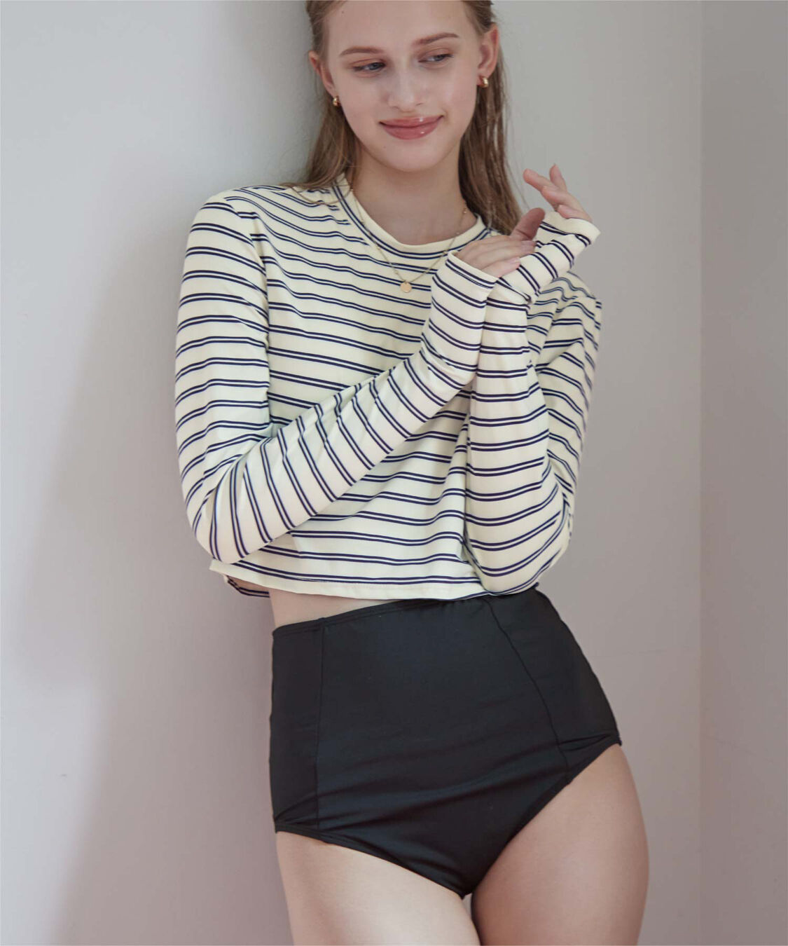 SEA DRESS「3点セット/ショートパンツ&times;カップ付長袖ビキニ/水着」|ビキニ|