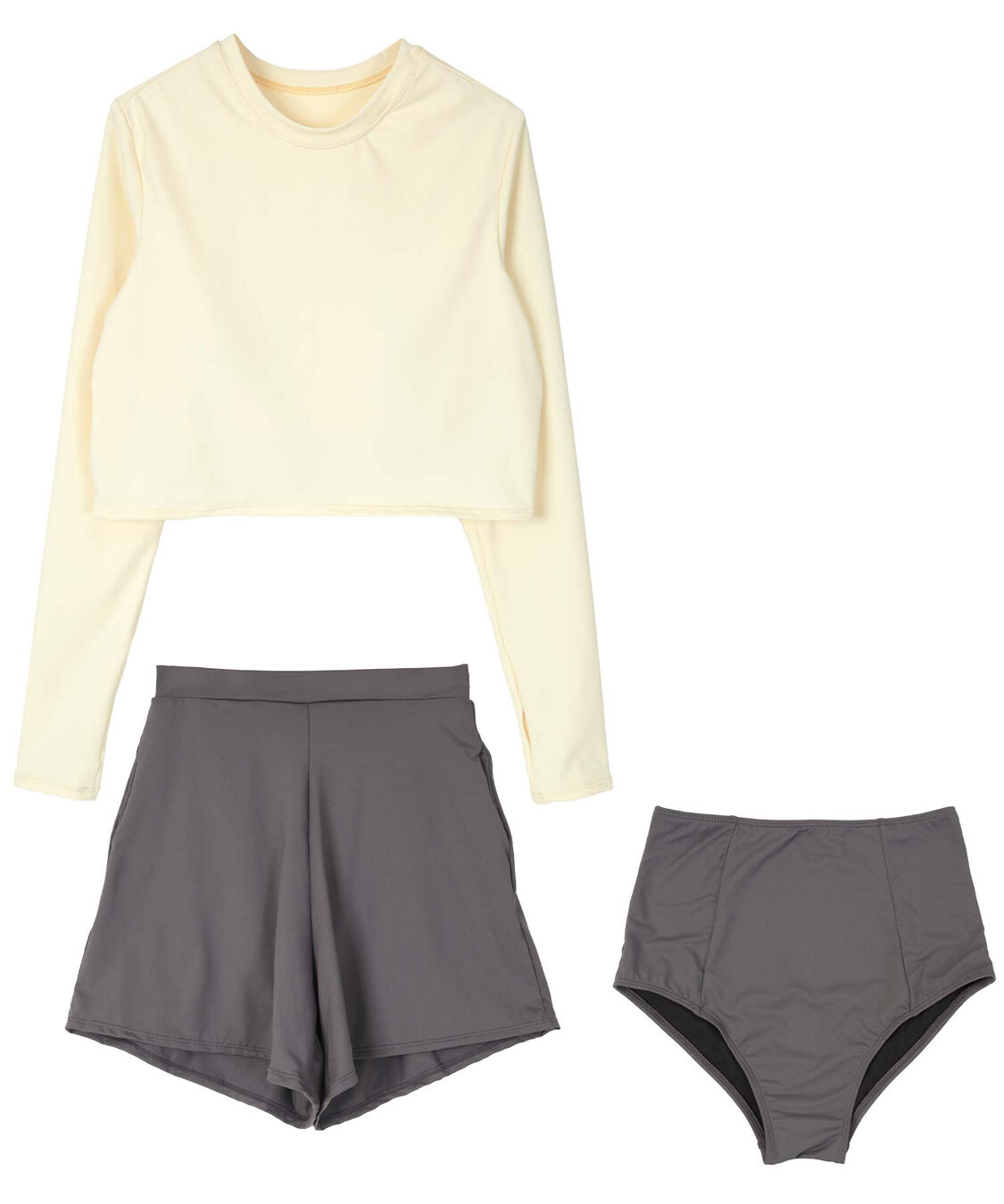 SEA DRESS「3点セット/ショートパンツ&times;カップ付長袖ビキニ/水着」|ビキニ|