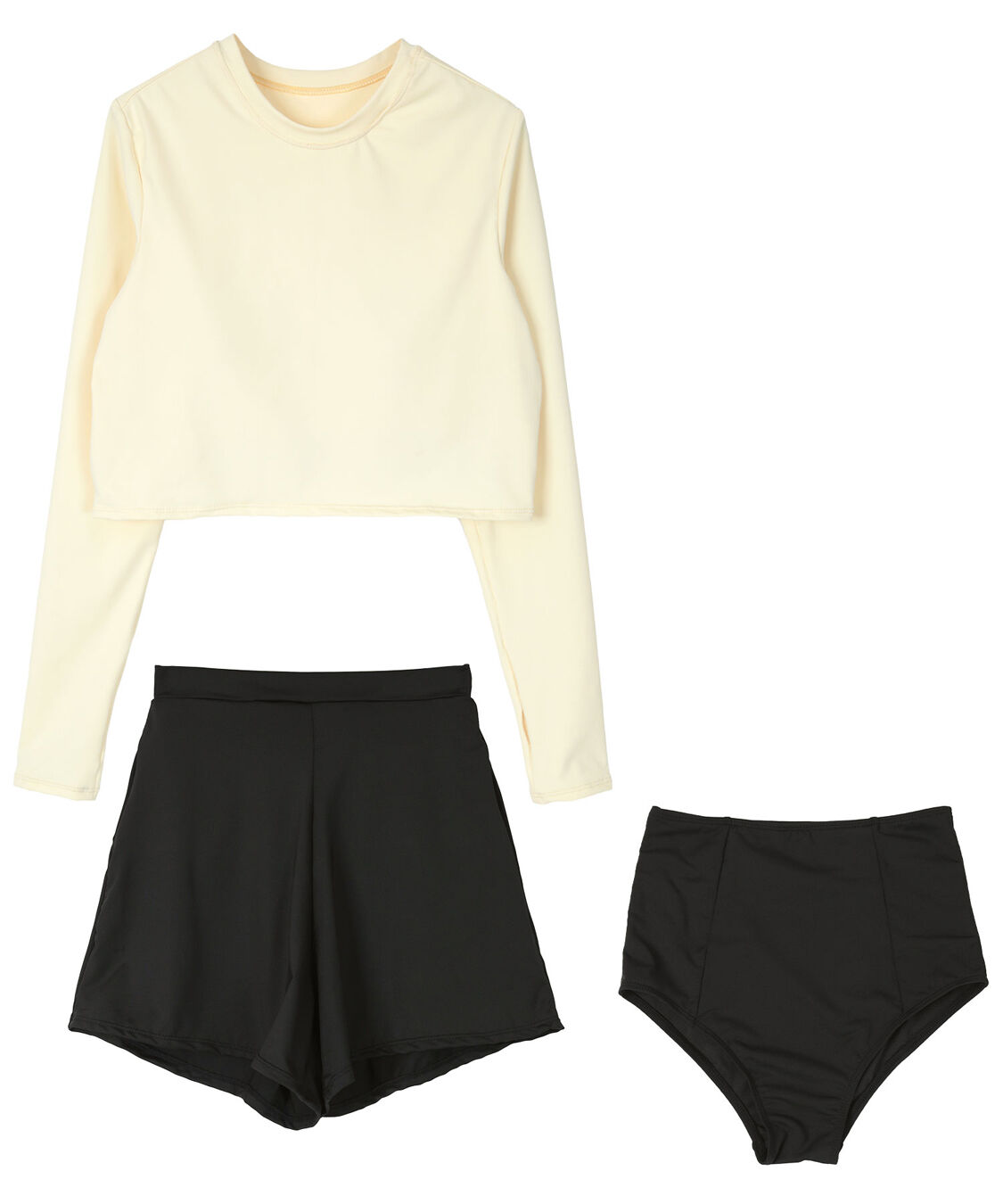 SEA DRESS「3点セット/ショートパンツ&times;カップ付長袖ビキニ/水着」|ビキニ|