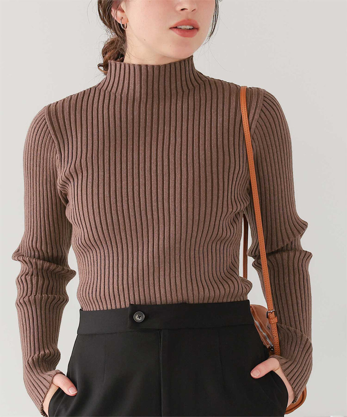 titivate「ウォッシャブルボトルネック配色デザインニット」|ニット・セーター|