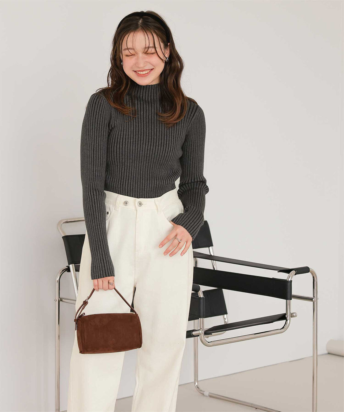 titivate「ウォッシャブルボトルネック配色デザインニット」|ニット・セーター|