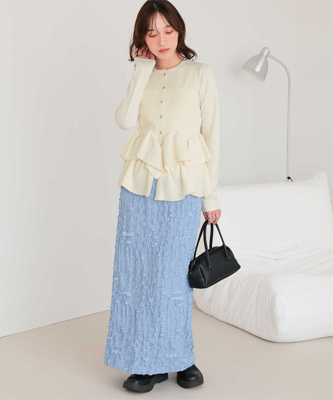 titivate「フリルヘムニットカーディガン」|ニット・セーター|