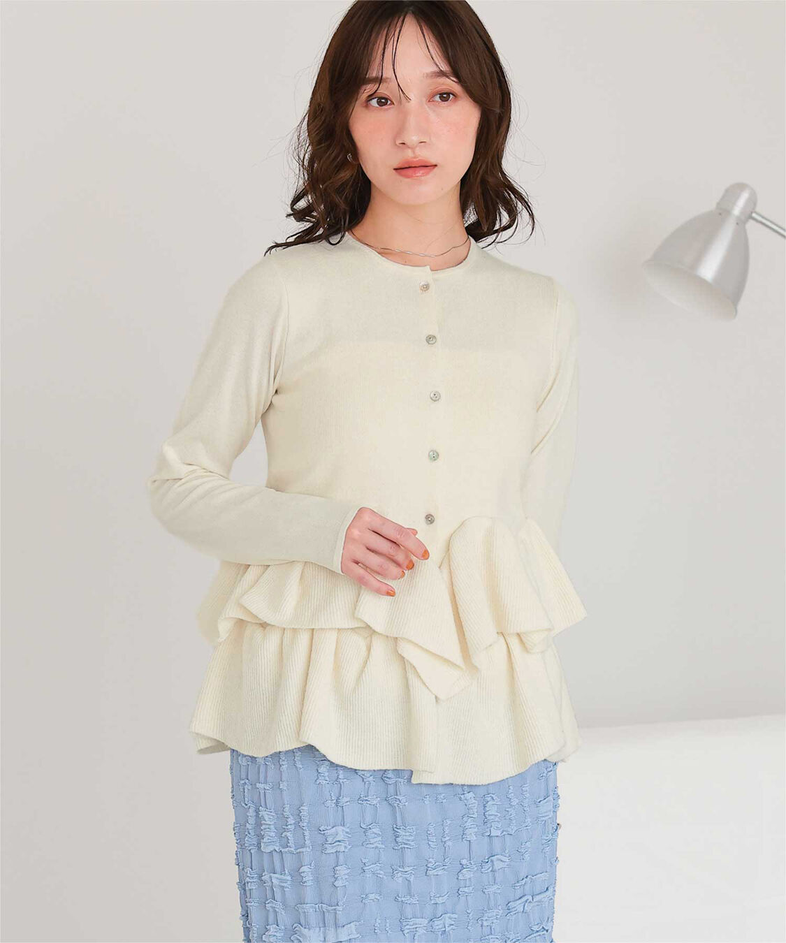 titivate「フリルヘムニットカーディガン」|ニット・セーター|