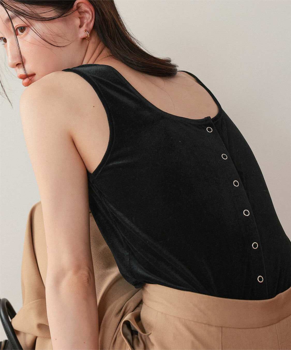 titivate「前後2wayシアーベロアタンクトップ」|タンクトップ|ブラック