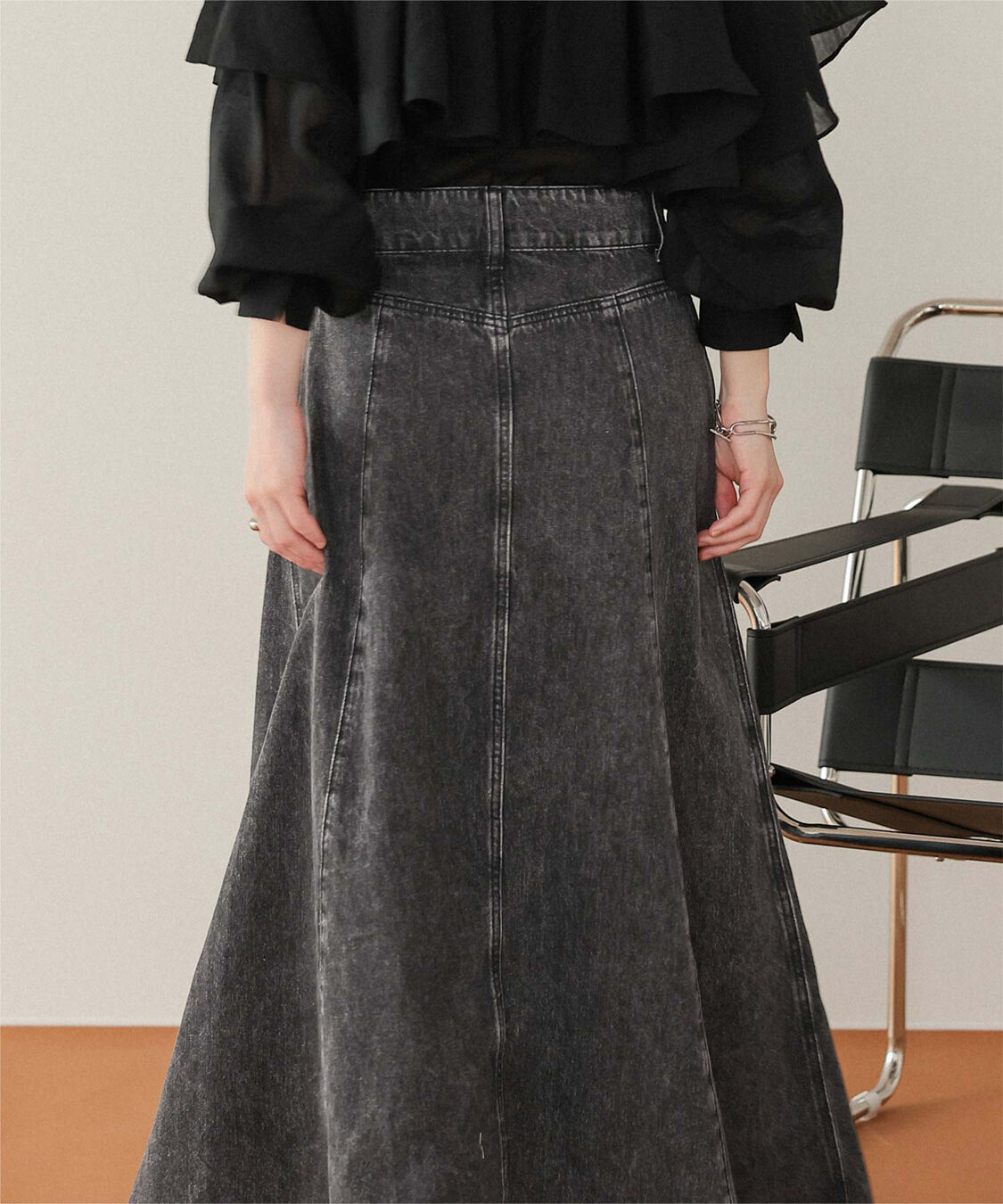 titivate「ハイウエストボリュームフレアデニムスカート」|スカート|