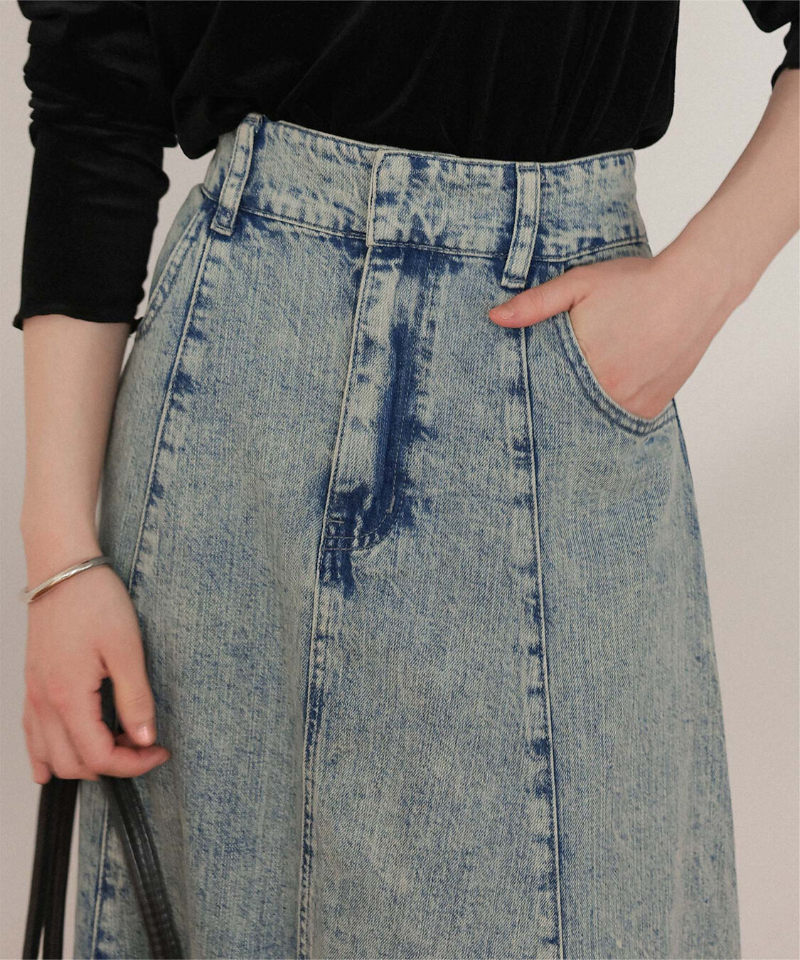 titivate「ハイウエストボリュームフレアデニムスカート」|スカート|