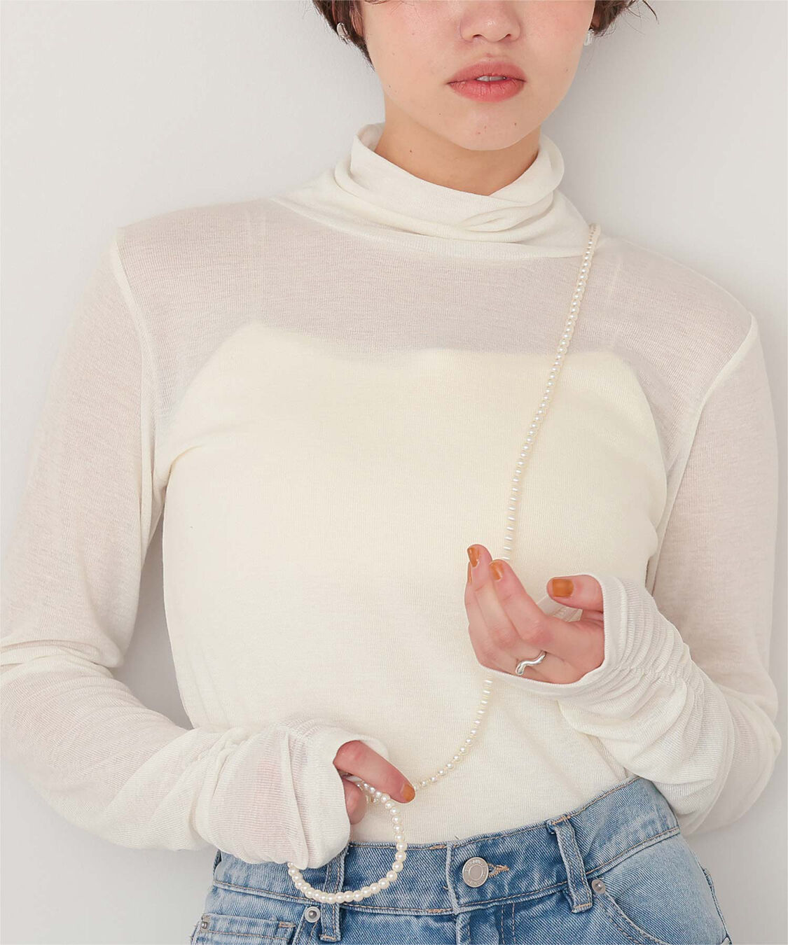 titivate「着心地抜群シアーハイネックトップス」|Tシャツ・カットソー|オフホワイト