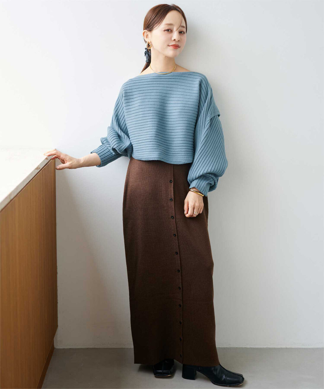 titivate「【田中亜希子さんコラボアイテム】カシュクールリブトップスニットセットワンピース」|ワンピース|