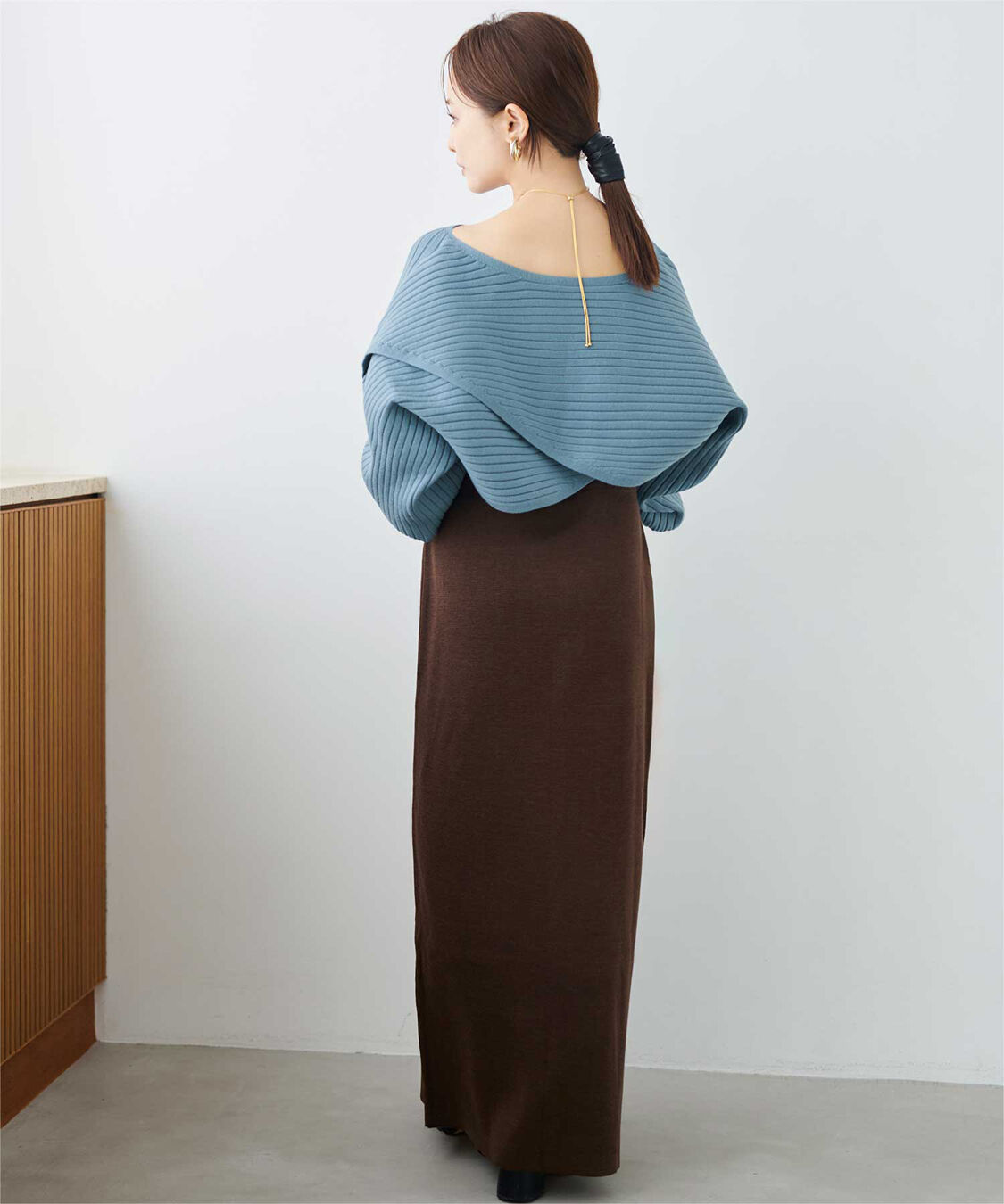 titivate「【田中亜希子さんコラボアイテム】カシュクールリブトップスニットセットワンピース」|ワンピース|