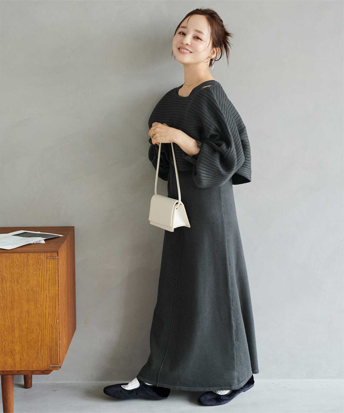 titivate「【田中亜希子さんコラボアイテム】カシュクールリブトップスニットセットワンピース」|ワンピース|