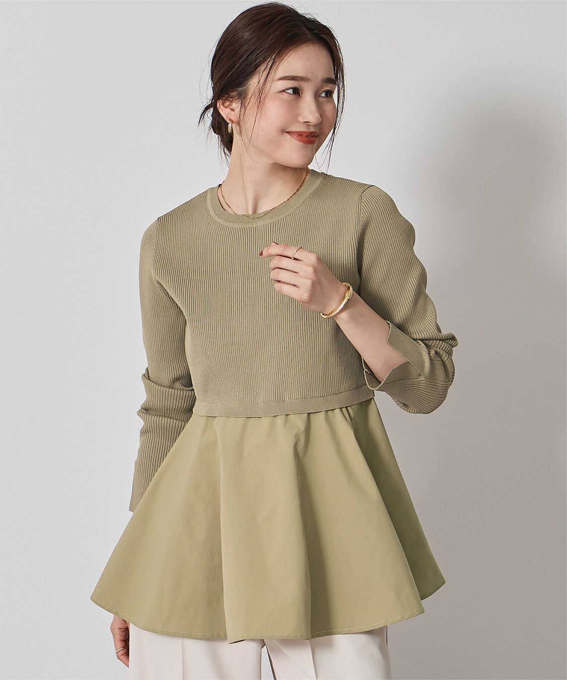 ur's「タフタペプラムドッキングニット」|ニット・セーター|モカ