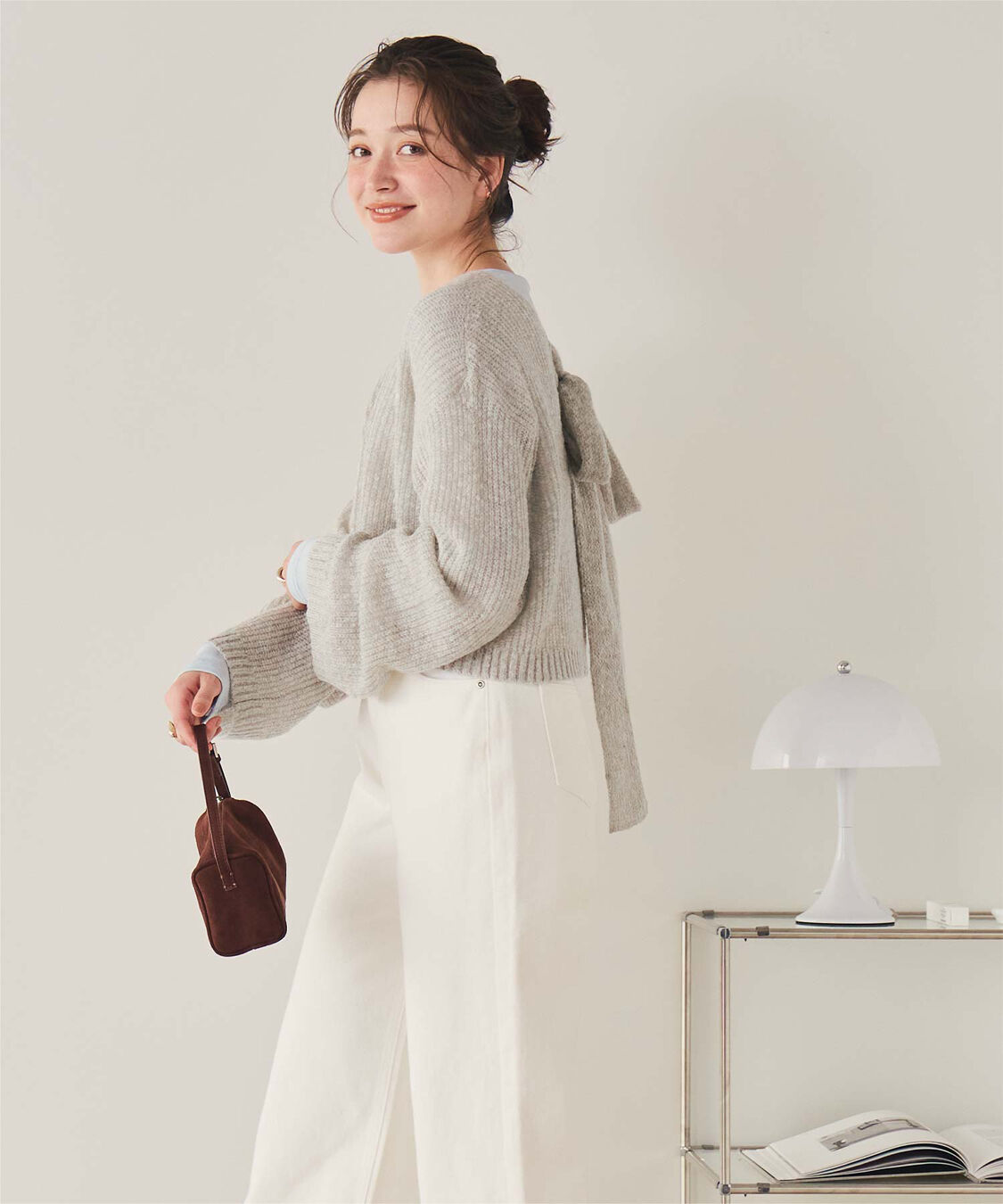 titivate「【いつきさんコラボアイテム】前後2wayリボンデザインシアーローゲージニット」|ニット・セーター|