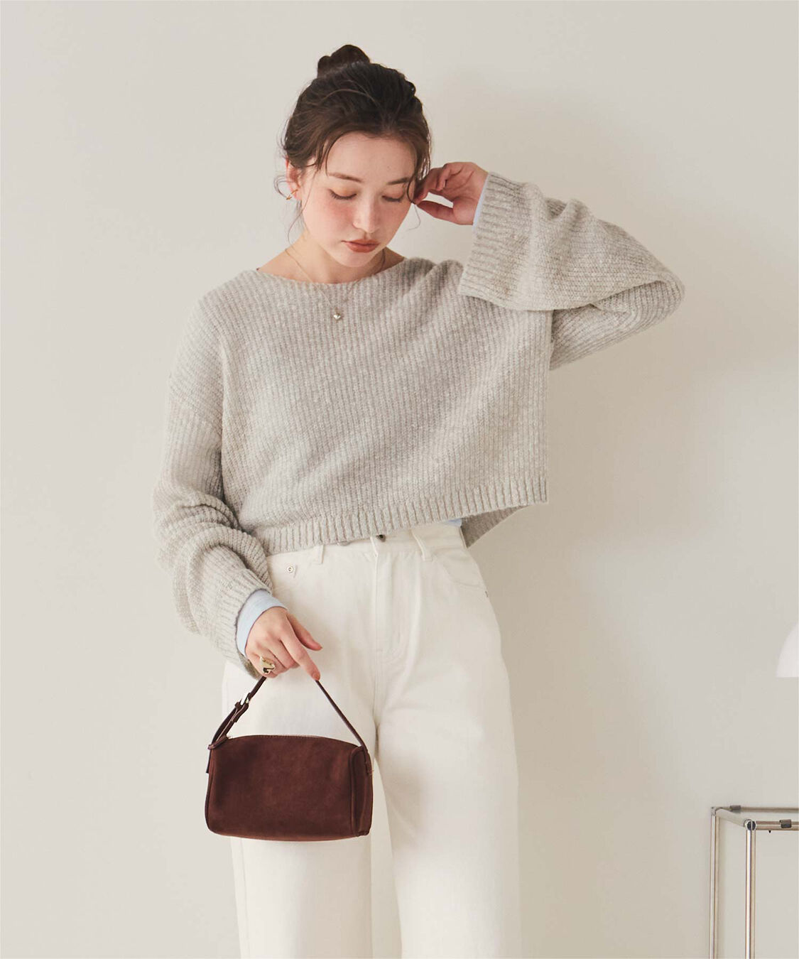 titivate「【いつきさんコラボアイテム】前後2wayリボンデザインシアーローゲージニット」|ニット・セーター|