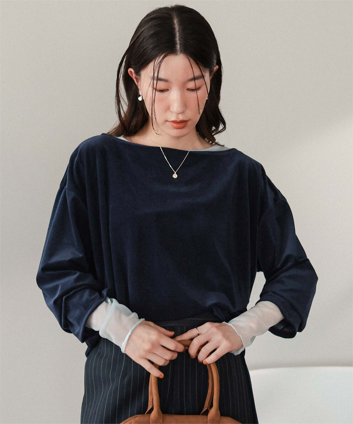 titivate「シアーベロアオーバーサイズロングTシャツ」|Tシャツ・カットソー|