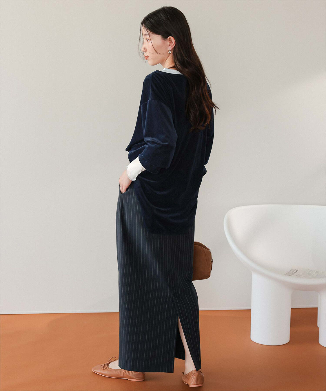 titivate「シアーベロアオーバーサイズロングTシャツ」|Tシャツ・カットソー|