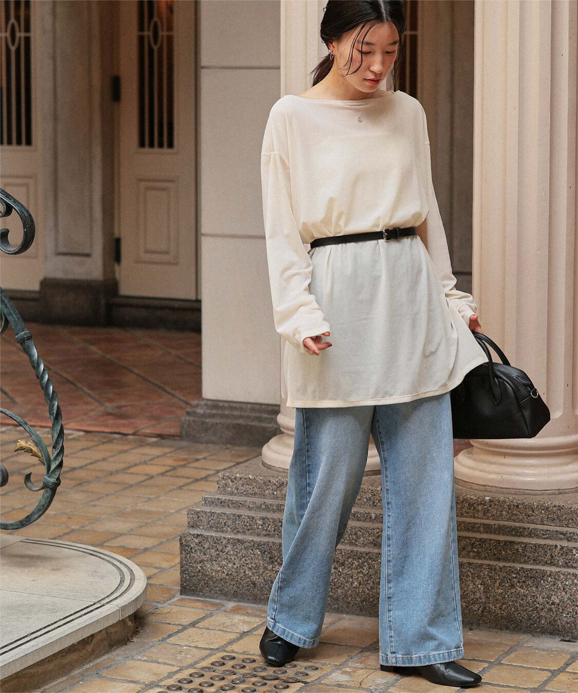 titivate「シアーベロアオーバーサイズロングTシャツ」|Tシャツ・カットソー|