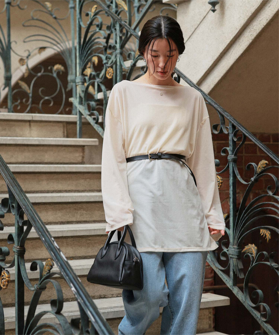 titivate「シアーベロアオーバーサイズロングTシャツ」|Tシャツ・カットソー|