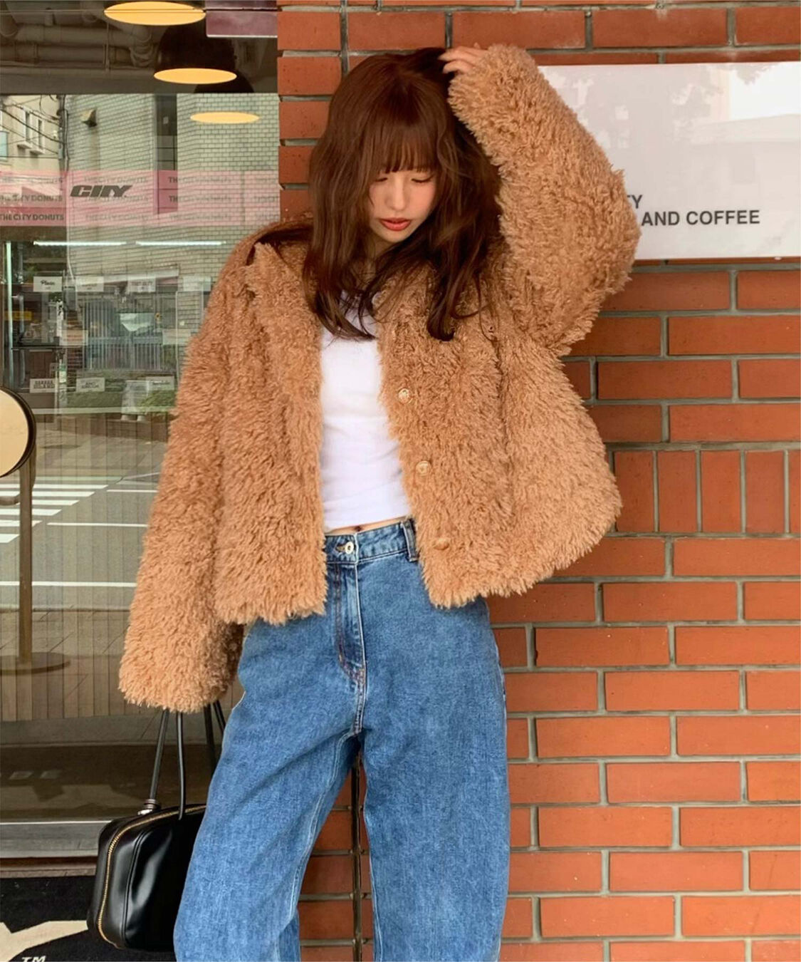 titivate「【いつきさんコラボアイテム】中綿キルティングプードルフェイクファージャケット」|ノーカラージャケット|