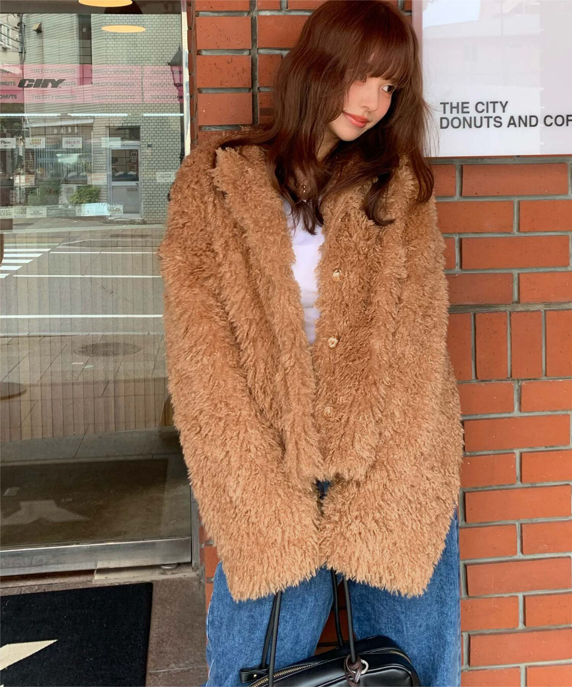 titivate「【いつきさんコラボアイテム】中綿キルティングプードルフェイクファージャケット」|ノーカラージャケット|