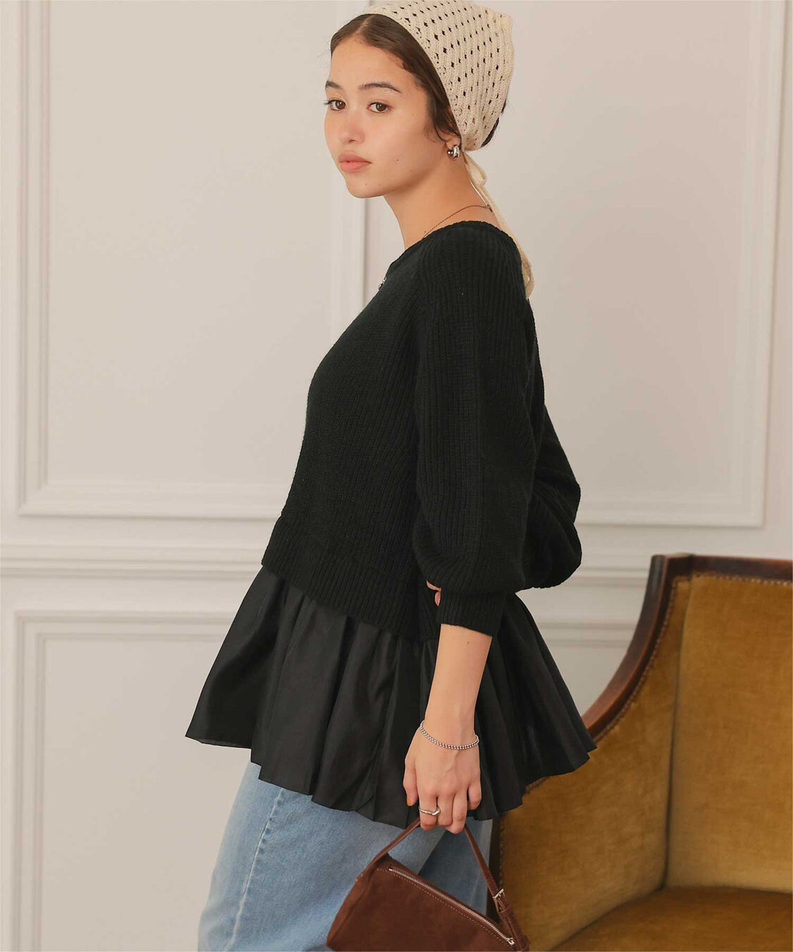 titivate「シアーペプラムドッキングニットプルオーバー」|ニット・セーター|