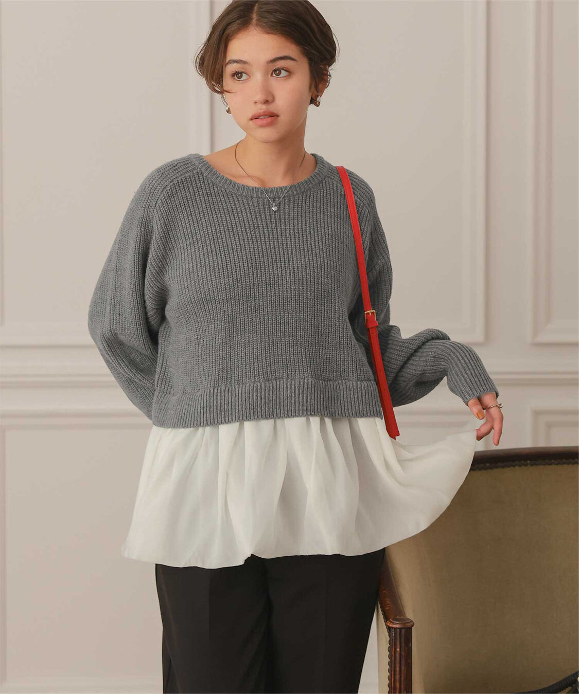 titivate「シアーペプラムドッキングニットプルオーバー」|ニット・セーター|