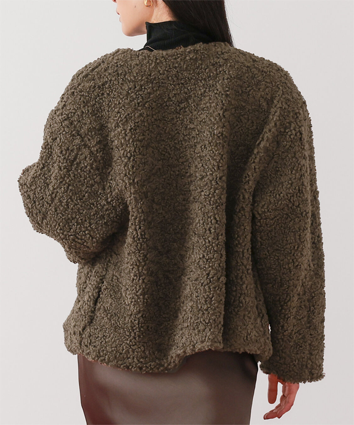 ur's「ボアノーカラーゴールド釦ジャケット」|ノーカラージャケット|